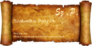 Szabadka Patrik névjegykártya